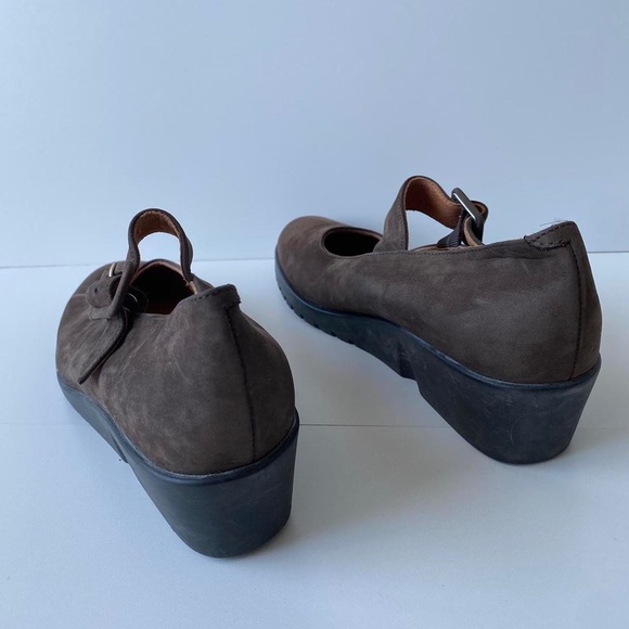 Brown Suede Zante Mary Jane Wedges - Picture 2 of 8